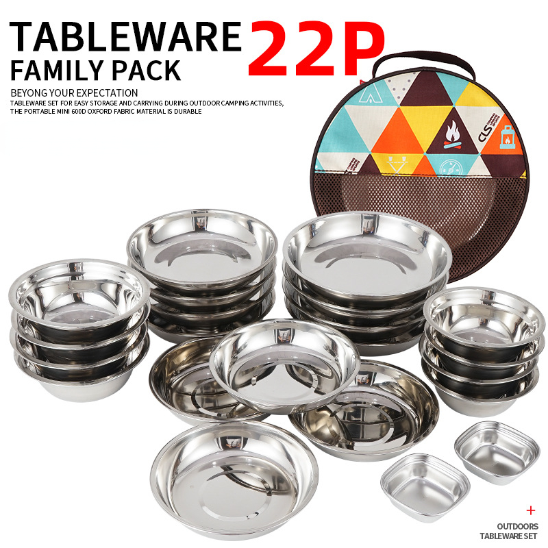 Camping Cooking Dining Set - Ensemble d'assiettes à manger portables pour